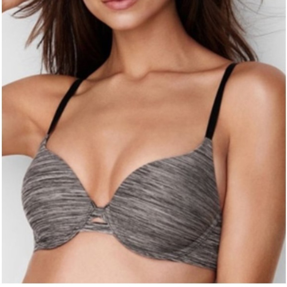 Victoria's Secret "Perfect
Shape" gun metal grey padded T-shirt bra